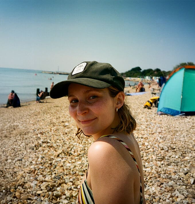 Woman smiling on a beach Woman smiling on a beach