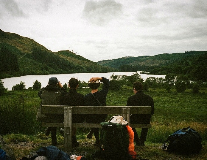 Friends sitting on a bench